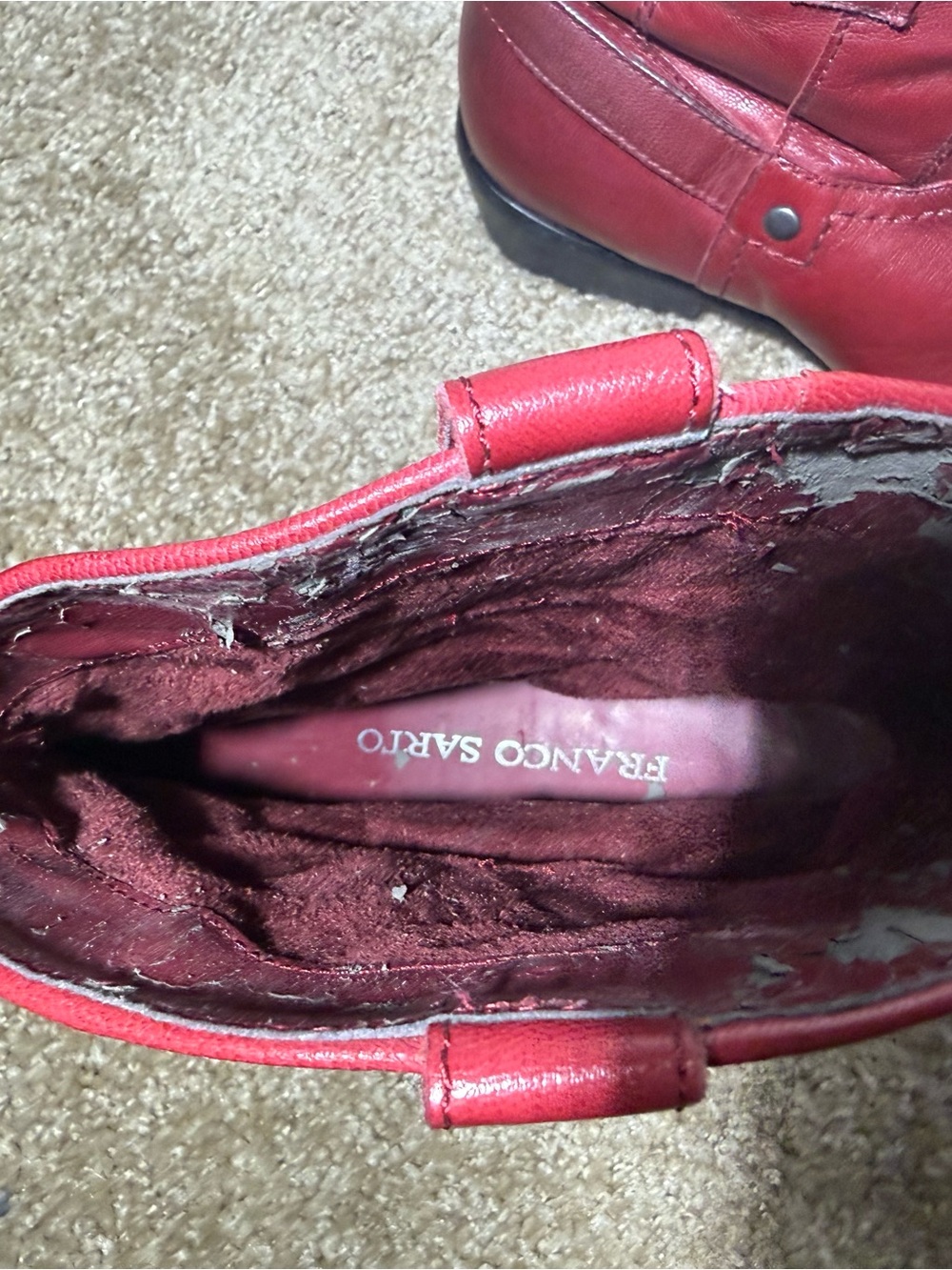 Franco Sarto Waco Red Leather Western Ankle Boots Women’s Size 8.5 - Picture 11 of 12